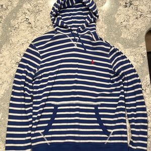 Blue and while Polo Ralph Lauren lightweight hoodie. Size medium.